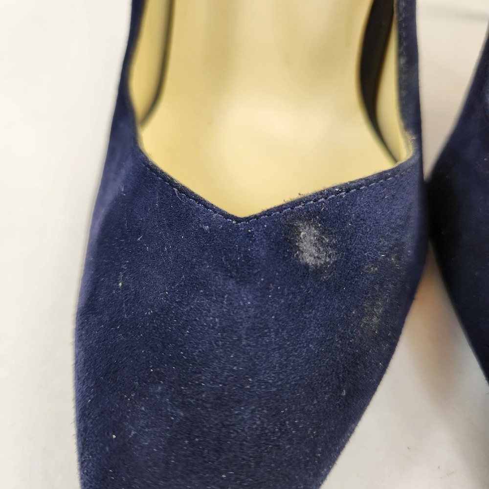Sarah Flint Perfect Pump 100 Navy Suede Pointed Toe Stiletto Heels Sz 39.5 US 9 - Picture 9 of 12